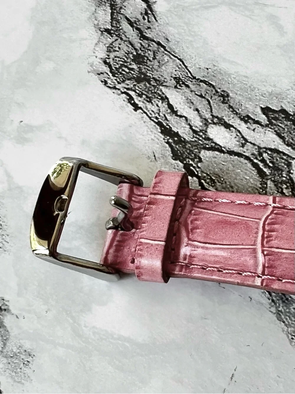Watch Strap Pink Genuine Leather Croc EmbossedcPrint Replacement 18mm